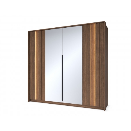 Szafa z lustrem dąb dunin 4-drzwiowa + LED 223 cm ADEL